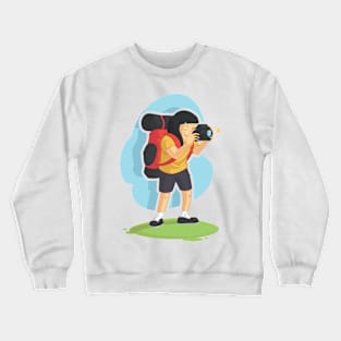 Backpacker Girl Taking Photo Crewneck Sweatshirt